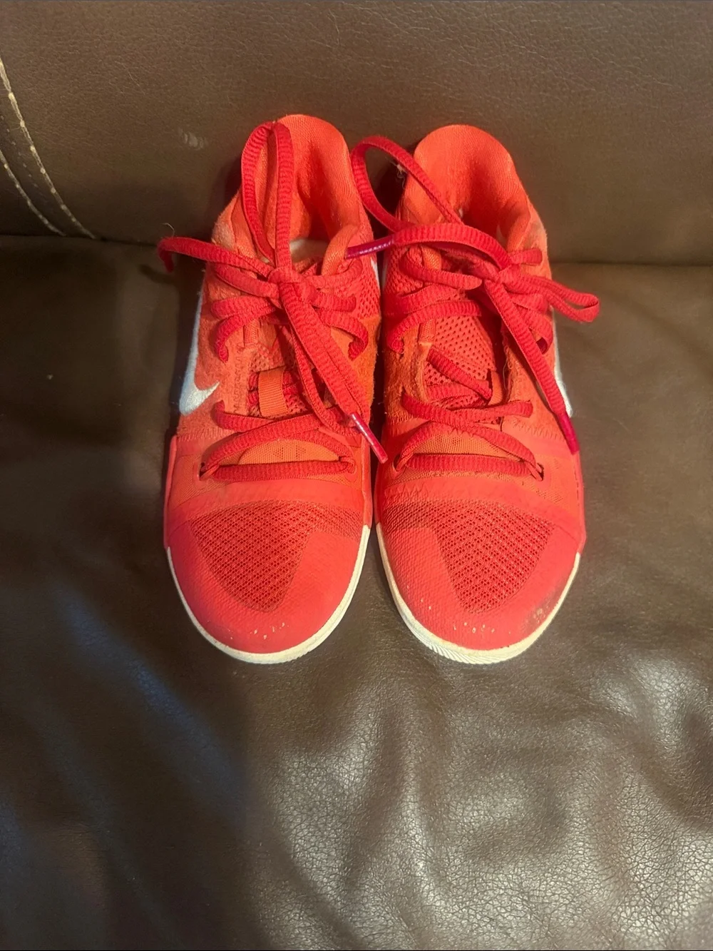 Nike Kids Red Lace-Up Sneakers with White Swoosh Accent